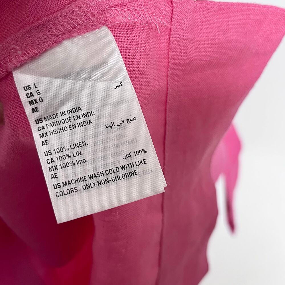 Charter Club Luxury Pink Linen Tie Sleeve Blouse Size Large Resort - Picture 8 of 9